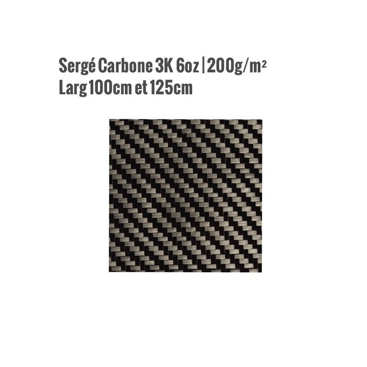 SERGE Carbone 3K 200G/M² LARG 100cm / 125cm - HEXCEL 43200