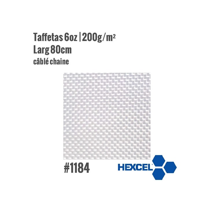 Tissu de verre Hexcel 1184  Taffetas 200g/m² Larg 80cm