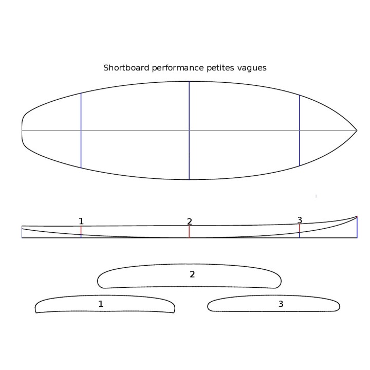 SHORTBOARD 5'11 PERFORMANCE PETITES VAGUES + PACK TISSUS et RESINES