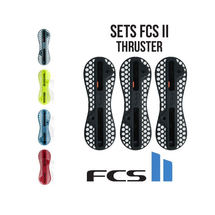 Set plugs boitiers FCS II thruster bleu orange jaune gris