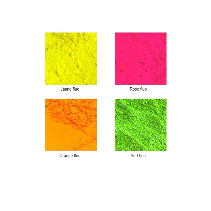 Pigments FLUO jaune rose bleu vert