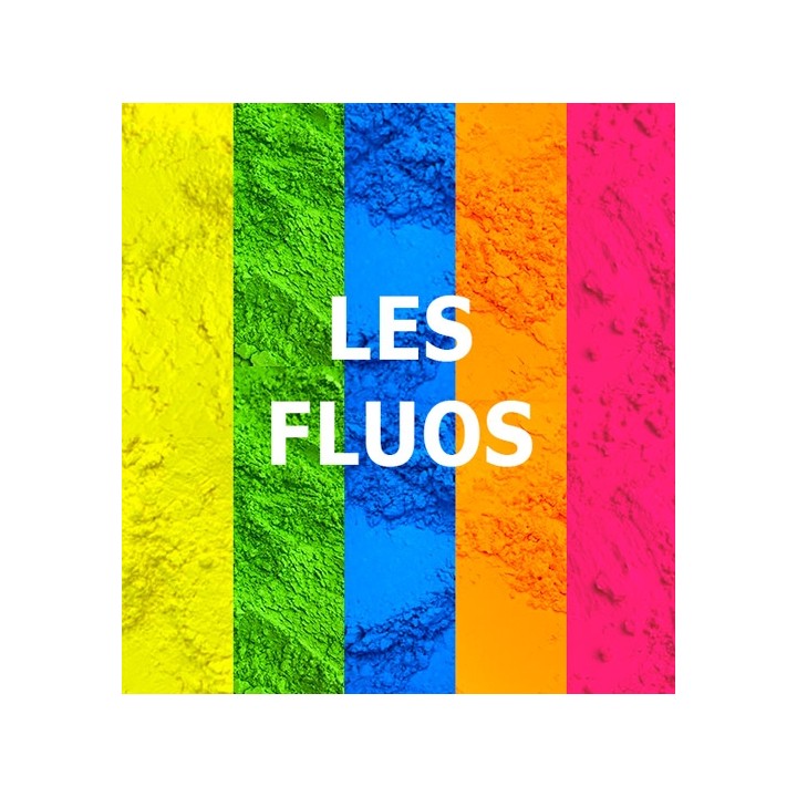 Pigments FLUO jaune rose bleu vert