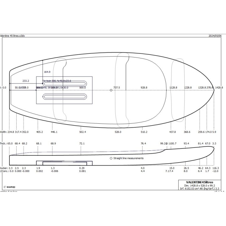 WINGFOIL - V Style 35L À 45L - PAIN PSE 2D ou 3D